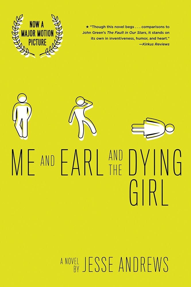 Lime green cover of Me and Earl and the Dying Girl featuirng three figures