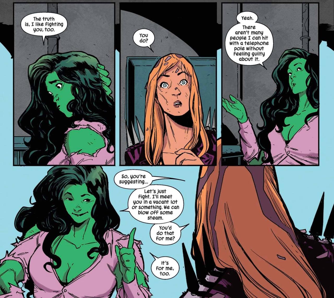 She-Hulk and Titania form a fight club (from She-Hulk #1)