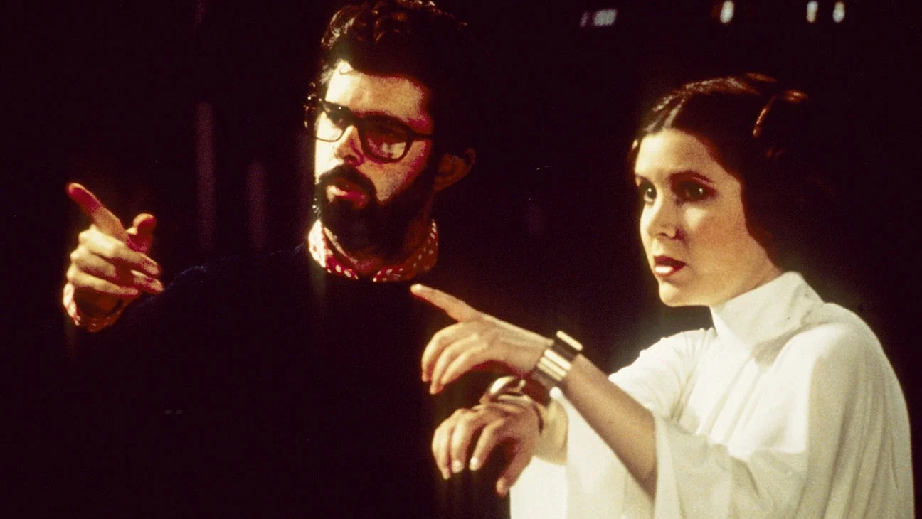 George Lucas directing Carrie Fisher