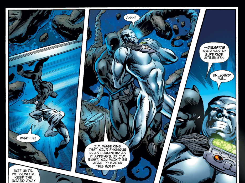 Black Panther retrains the Silver Surfer while explaining the limits of his body to him. From Fantastic Four #545.