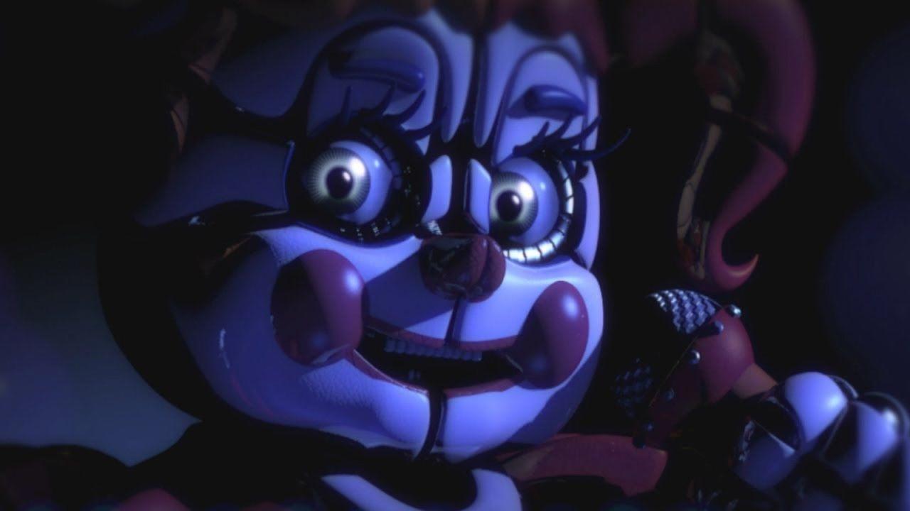 Circus Baby holds a microphone