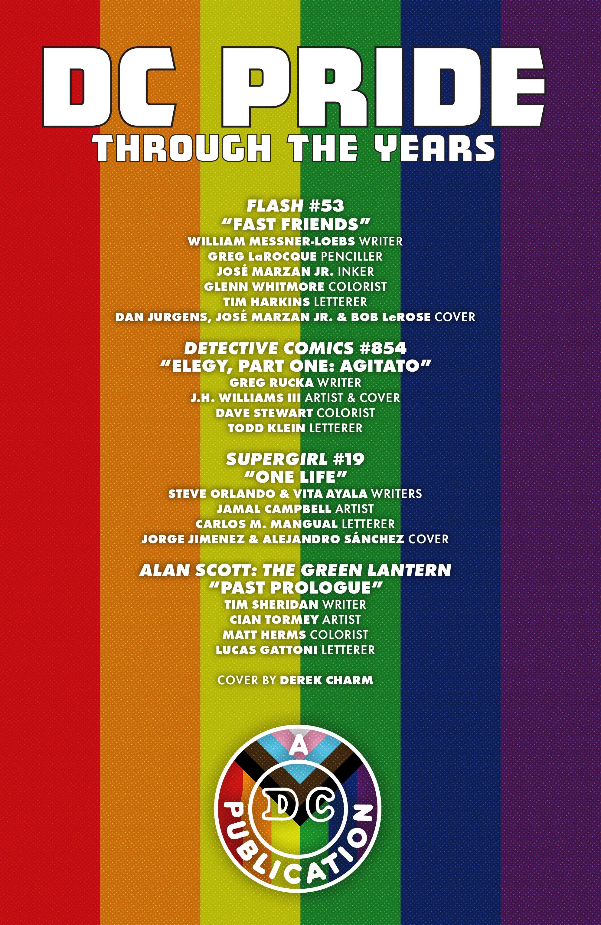 Credits page of DC Pride Through the Years