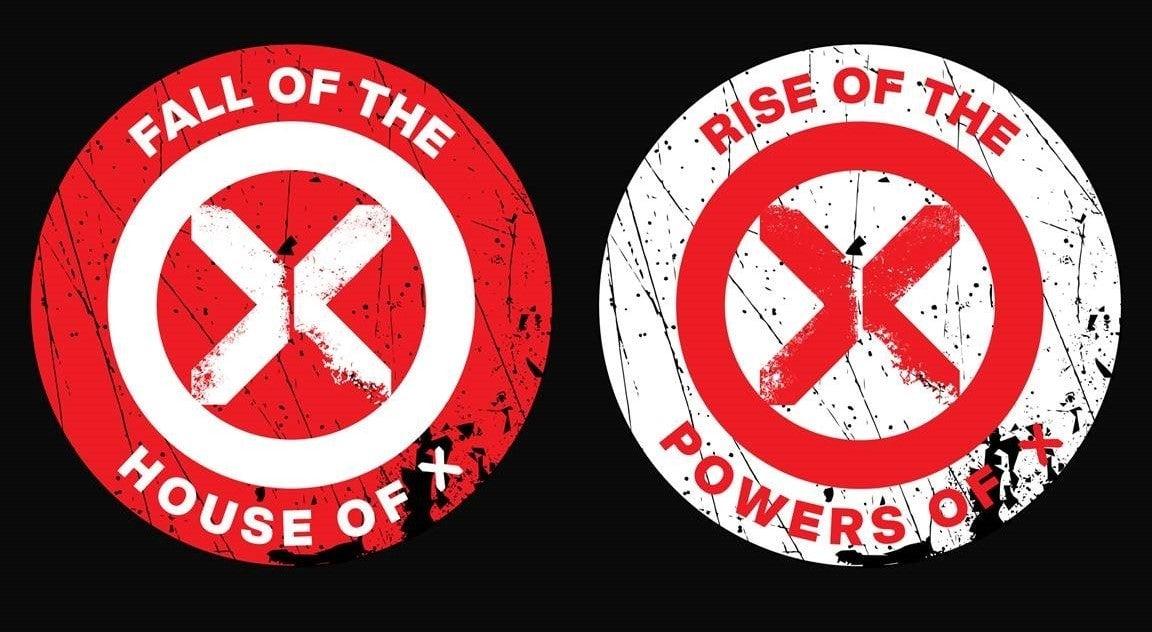 Logos for Fall of the house of X and Rise of the Powers of X