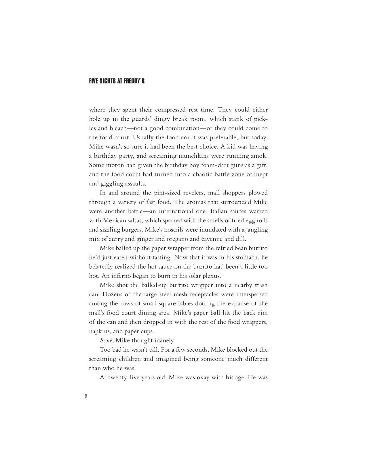 Interior novel page from Five Nights at Freddy's movie novelization