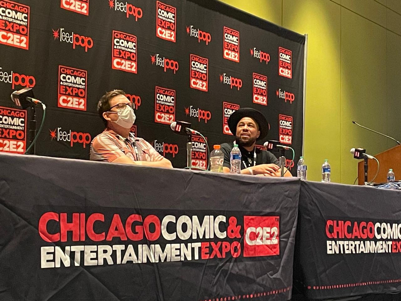 Ryan Browne and Victor Dandridge Jr. on a panel at C2E2