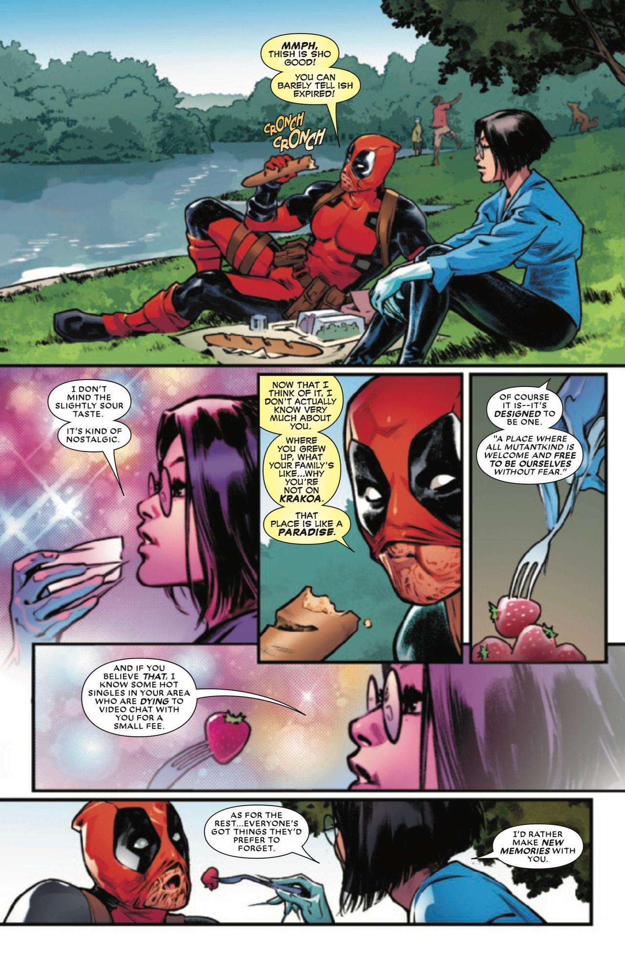 Deadpool and Valentine enjoy expired food