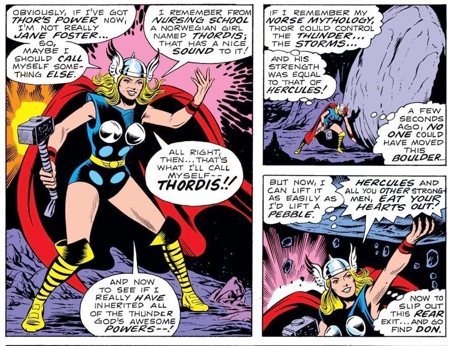 Interior page of Jane Foster naming herself Thordis