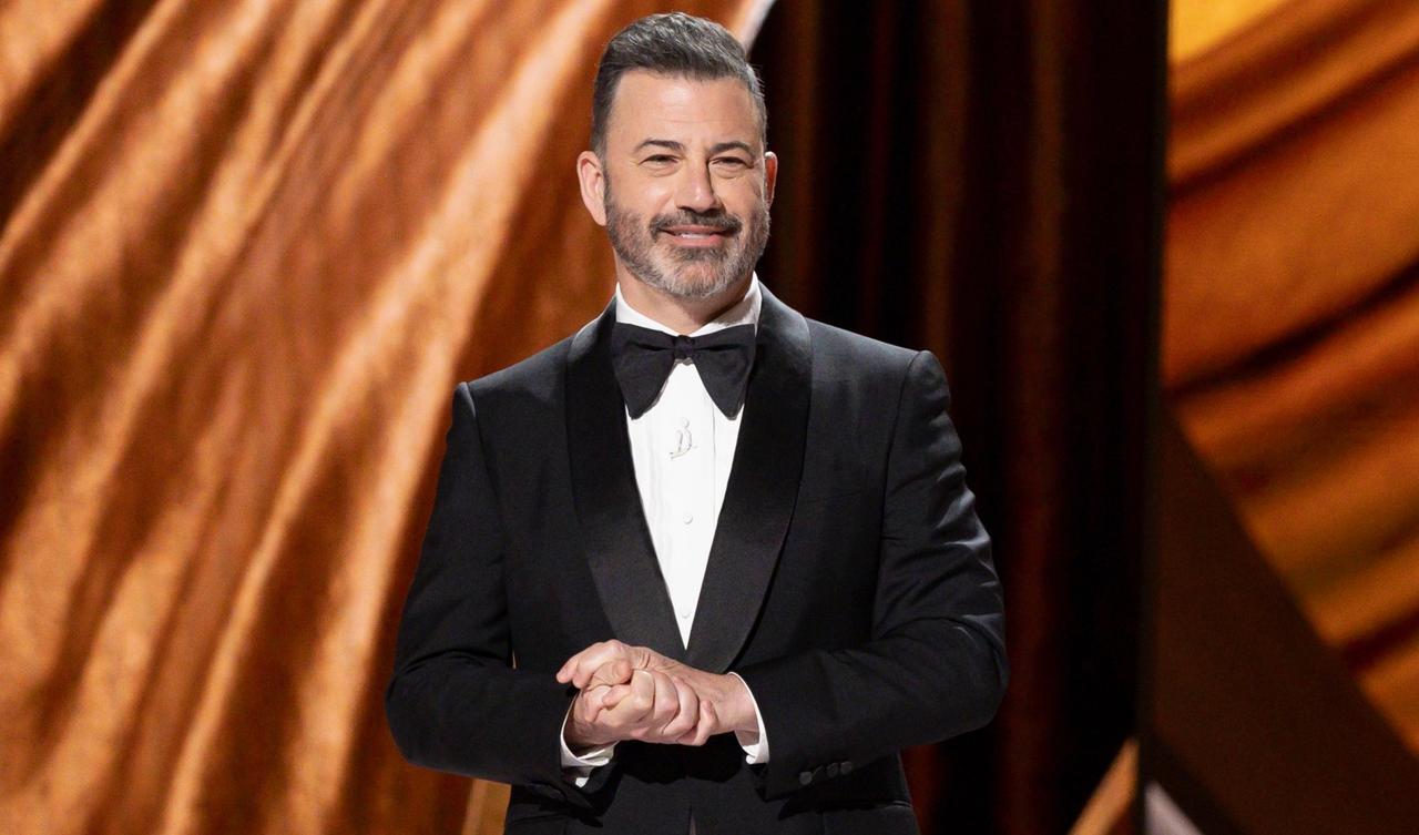 Jimmy Kimmel hosting the Academy Awards in 2024.