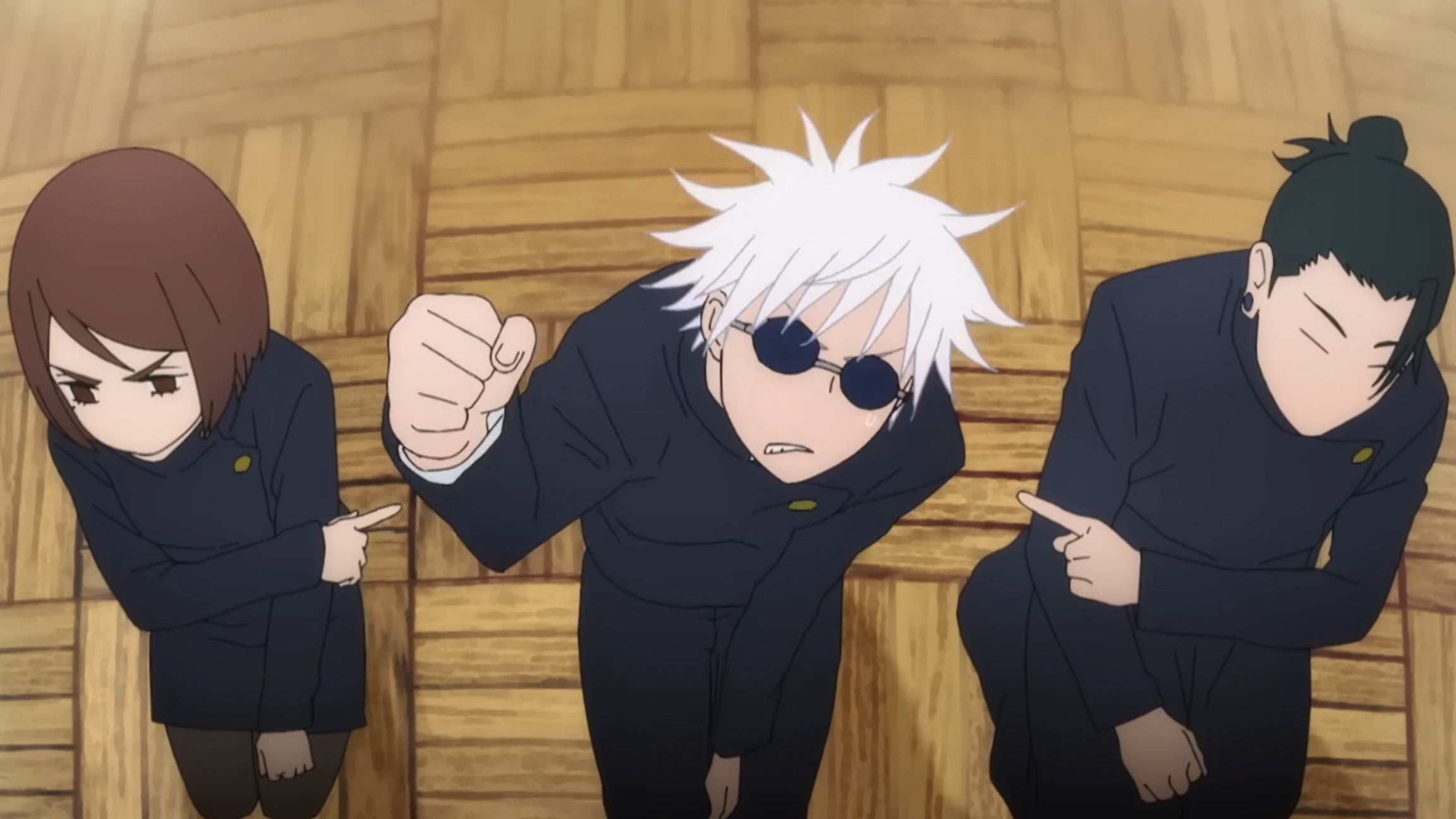 Image showing characters from the popular anime Jujutsu Kaisen posing in an episode of season 2.