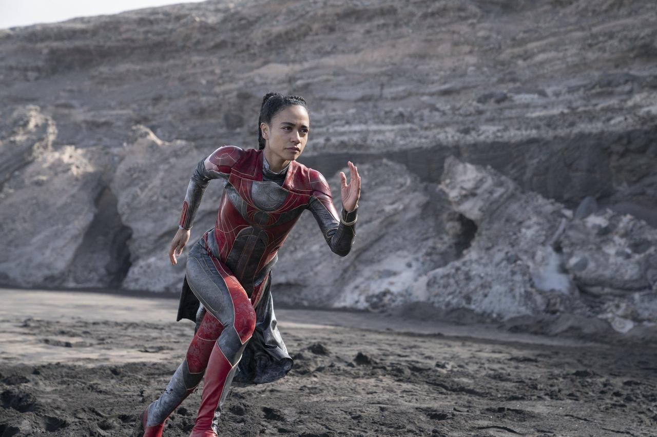 A promotional still of Lauren Ridloff as Makkari in Eternals