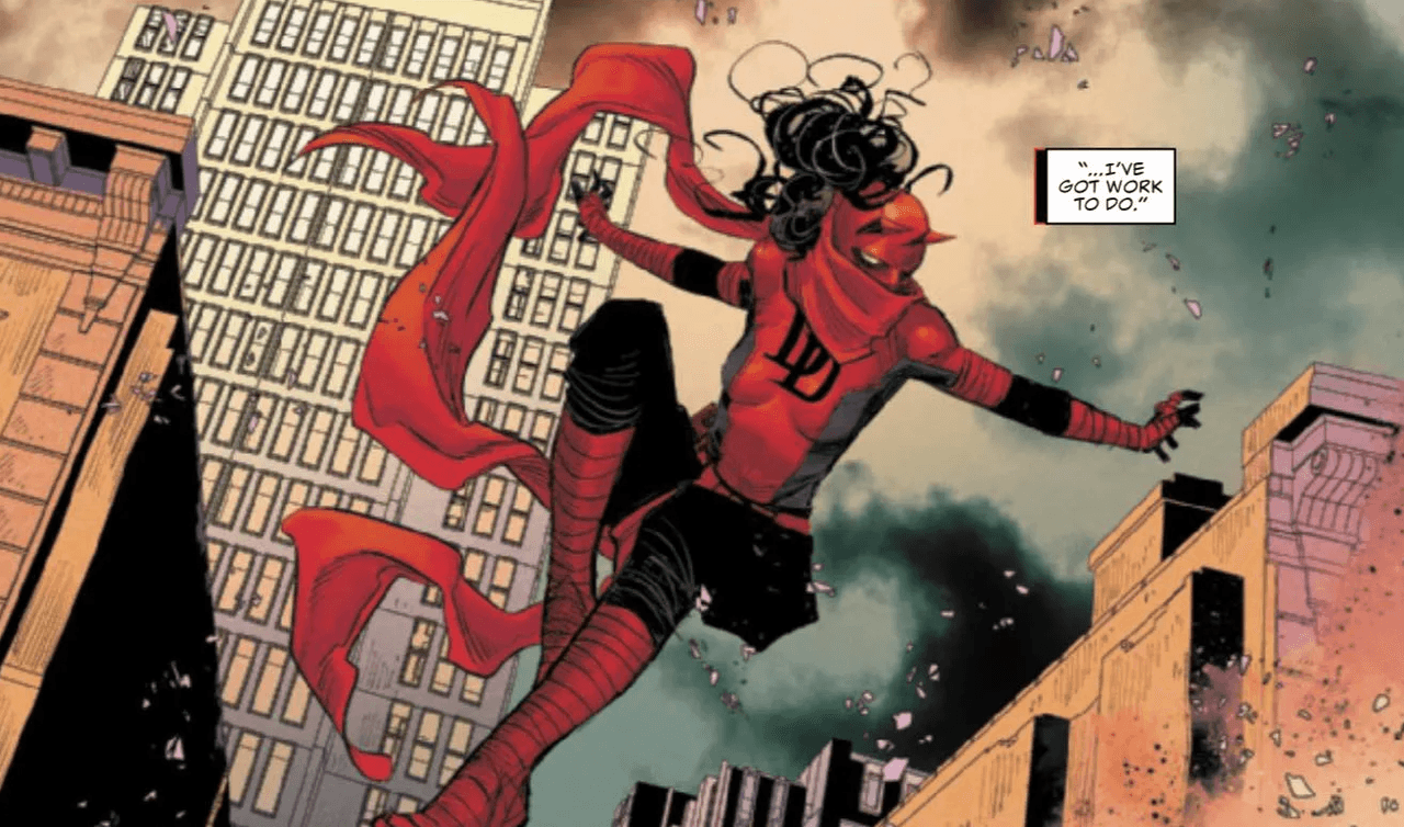 Cropped comics panel featuring Elektra Daredevil