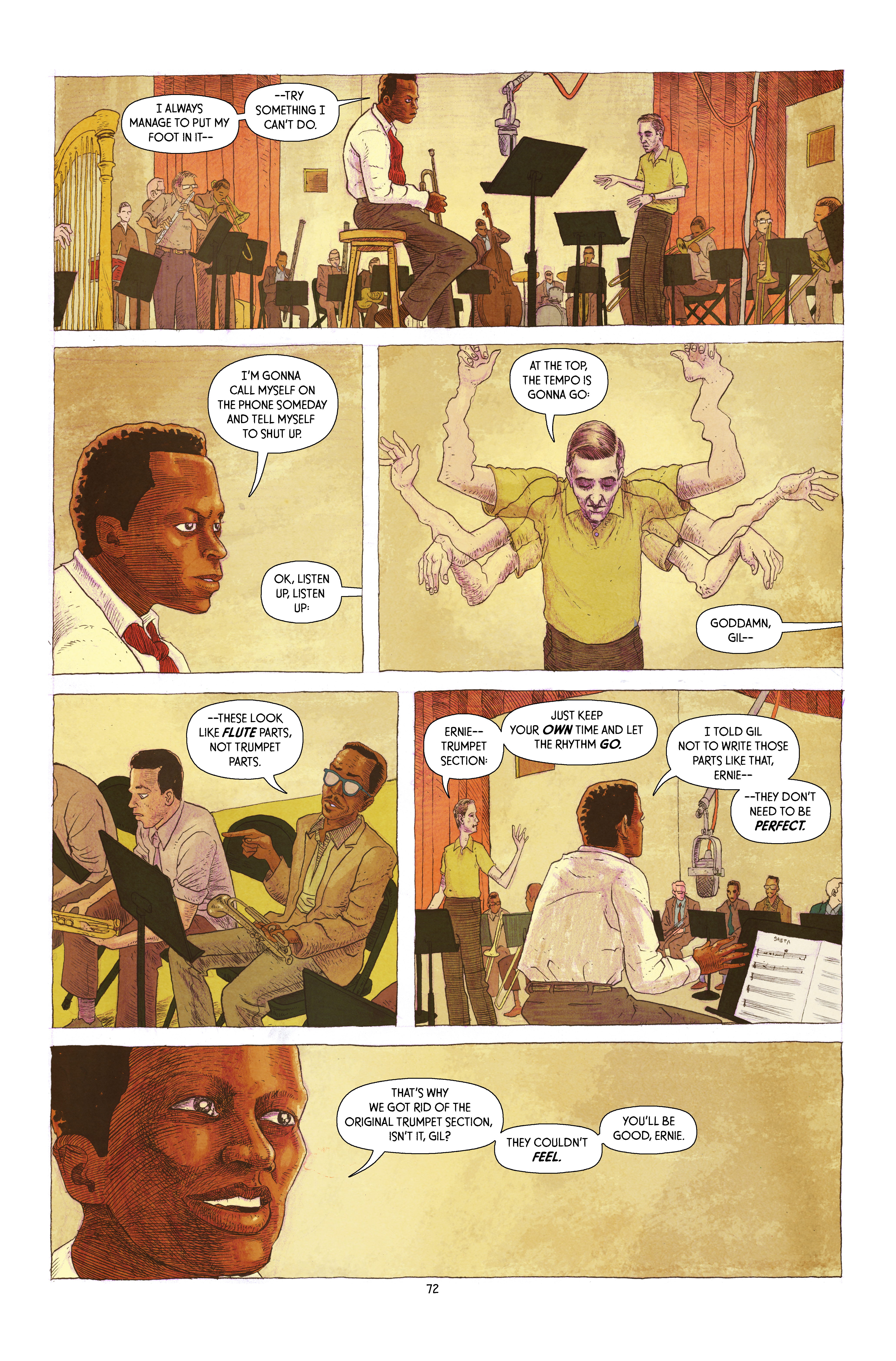 Comics interior page from Miles Davis and the Search for the Sound