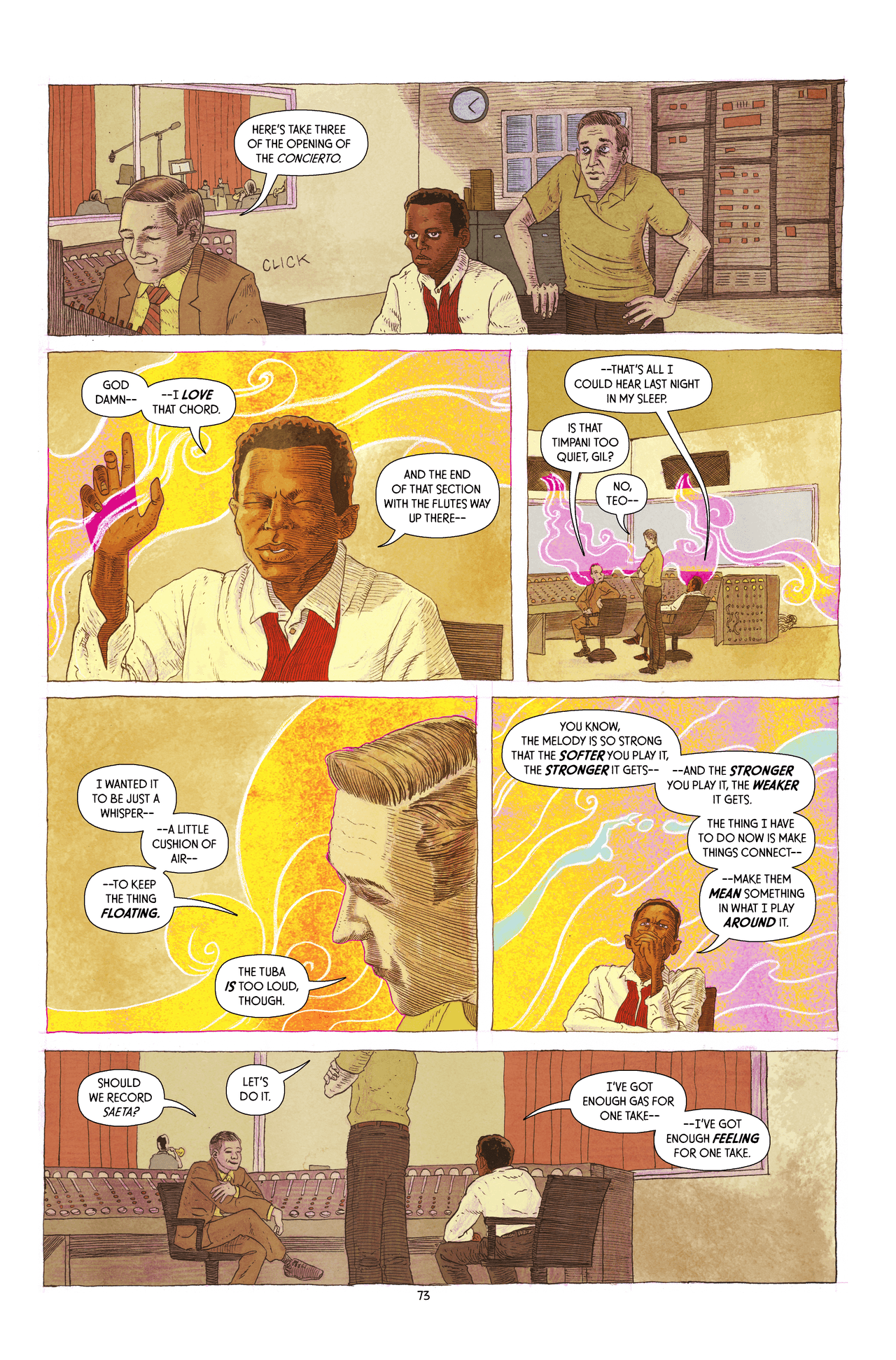 Comics interior page from Miles Davis and the Search for the Sound