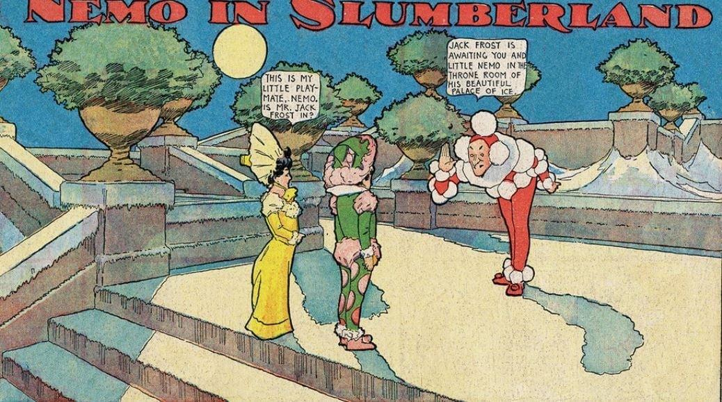 Cropped screenshots of Winsor McCay's Little Nemo comic strip