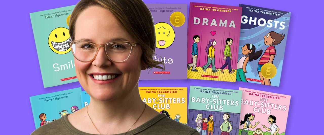 Raina Telgemeier photo and collage