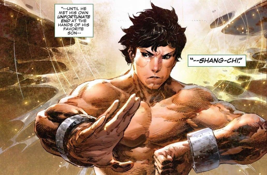 Cropped Shang-Chi panel featuring two caption boxes introducing the character