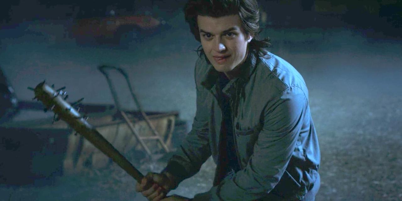 Steve wielding a baseball bat in Stranger Things