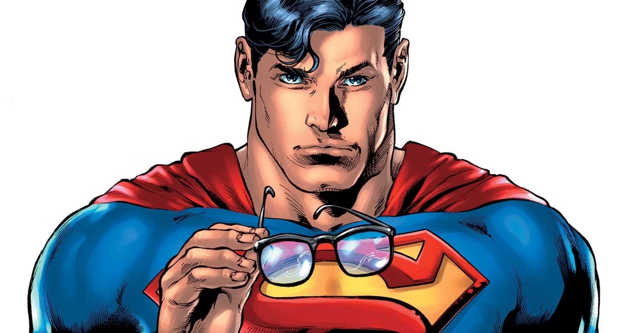 Image of Superman holding his Clark Kent glasses