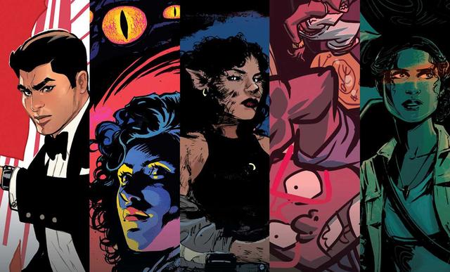 Images from the covers of the Horizon Experiment one-shots from Image Comics