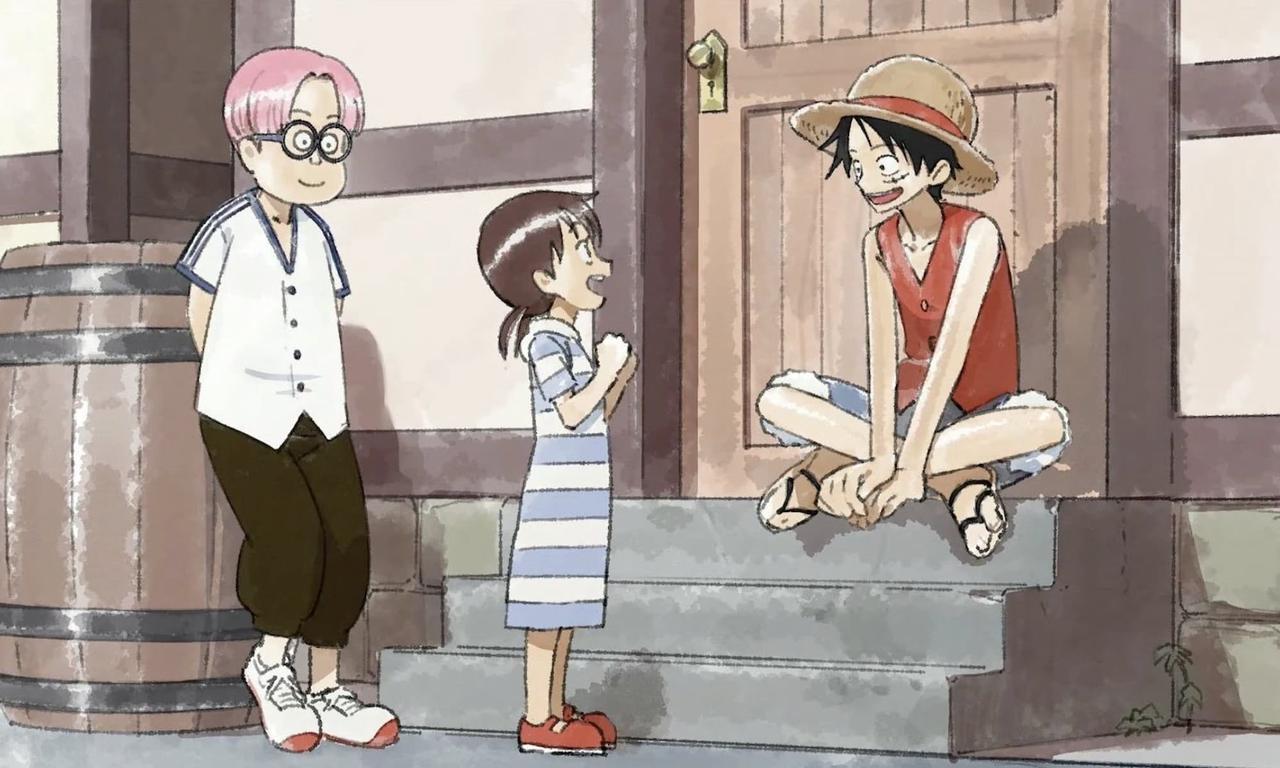 The One Piece Luffy And Koby With A Kid