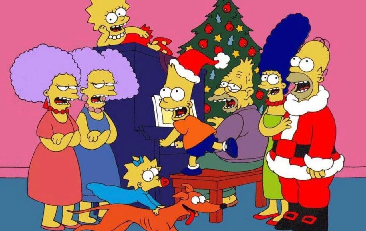 A still from a Simpsons Christmas episode