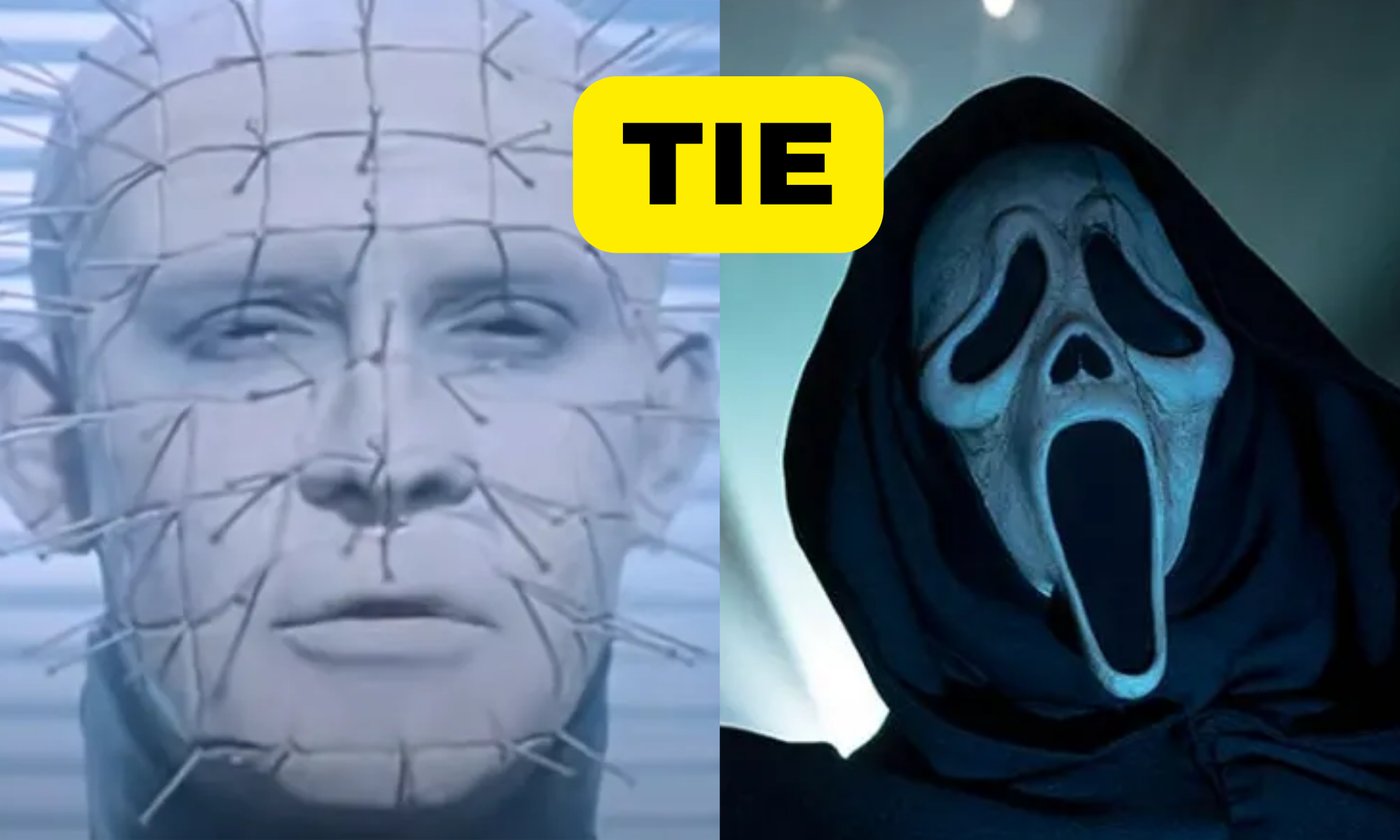 Image of Pinhead next to Ghostface with the words Tie