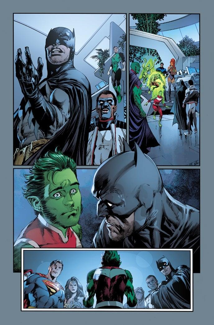 Beast Boy comforts Batman