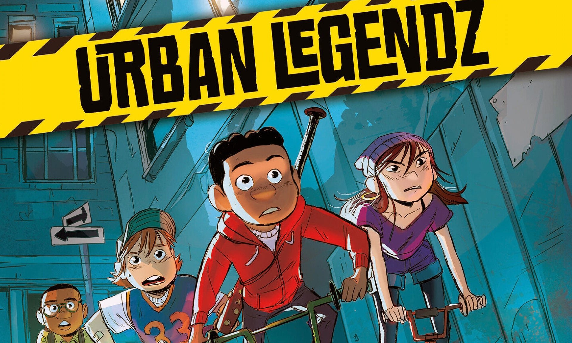 Cropped Urban Legendz cover featuring a group of kids on bicycles