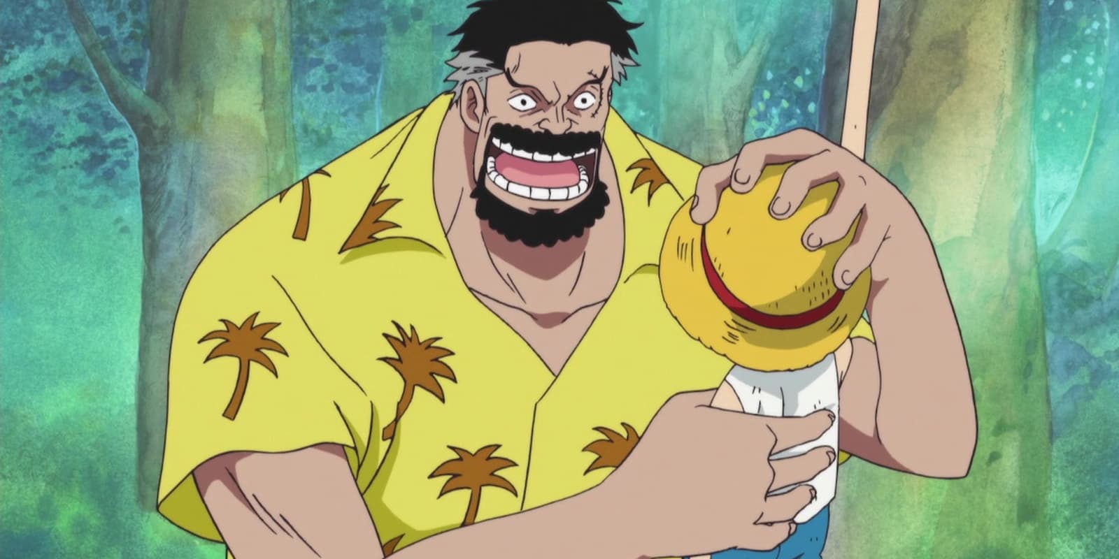 Vice Admiral Garp with a young Luffy