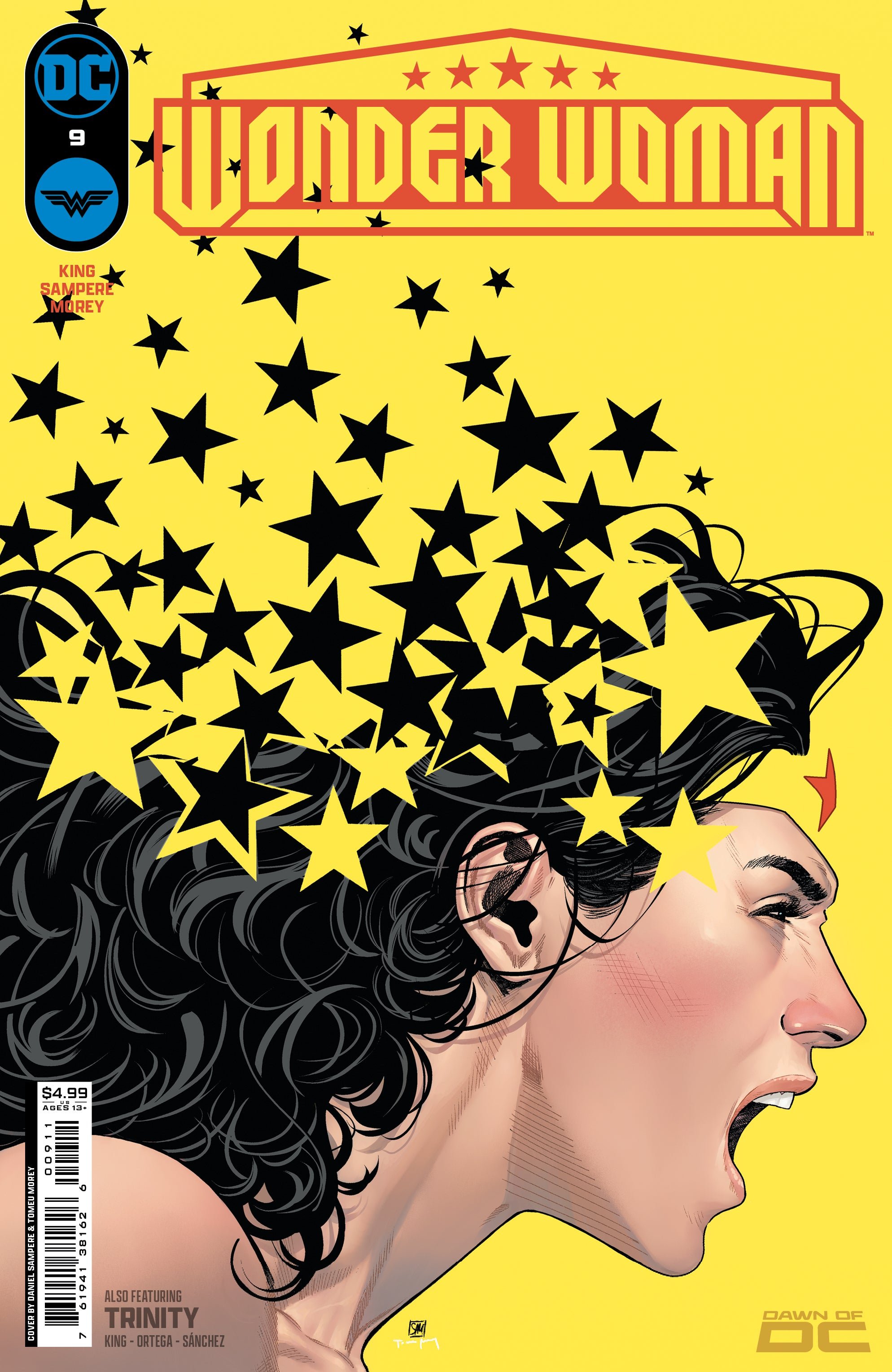 Daniel Sampere draws Wonder Woman's head turning to stars