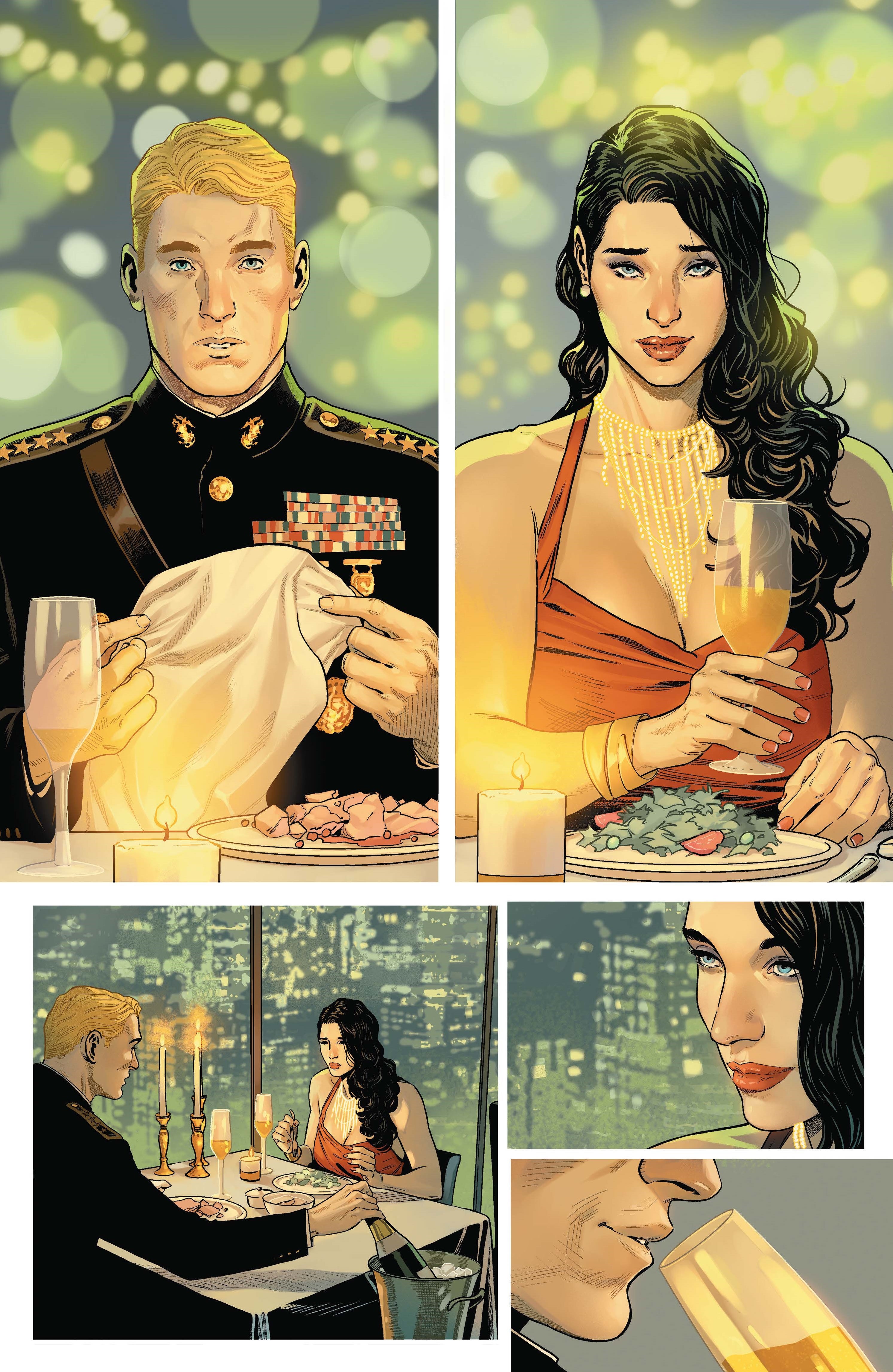 Wonder Woman has dinner with Steve Trevor