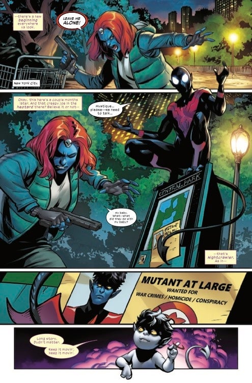 Mystique and Nightcrawler meet in the park in X-Men Blue: Origins #1.