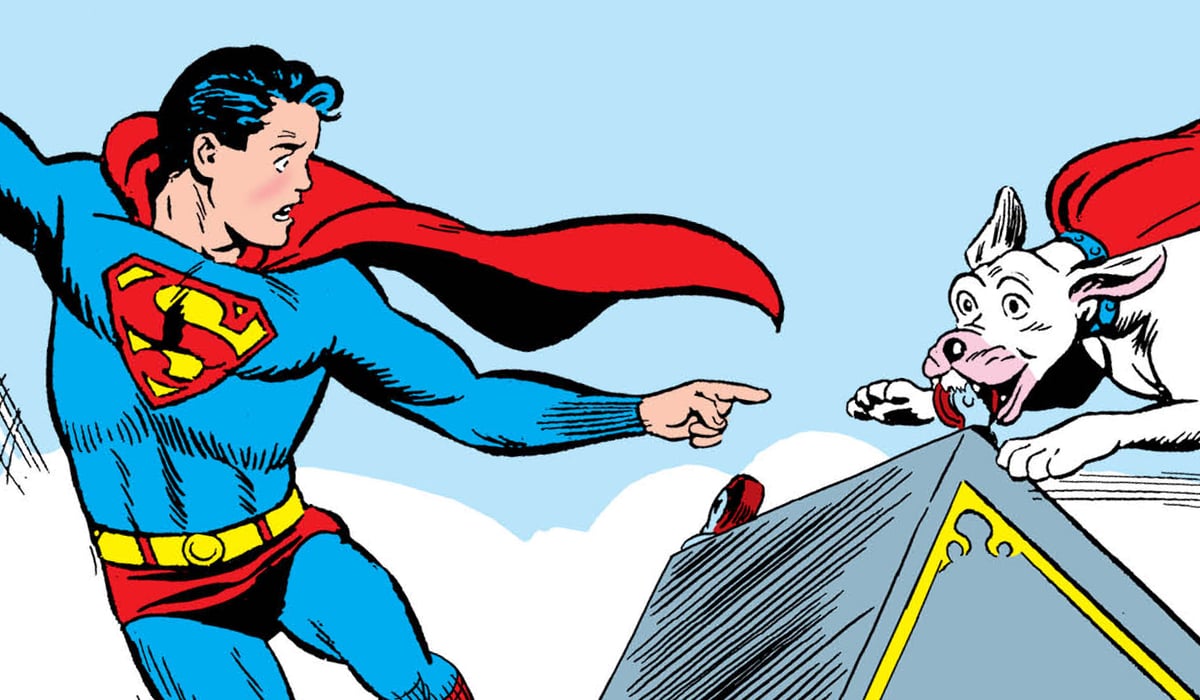 Cropped image of Superman Comic that introduced Krypo the Superdog