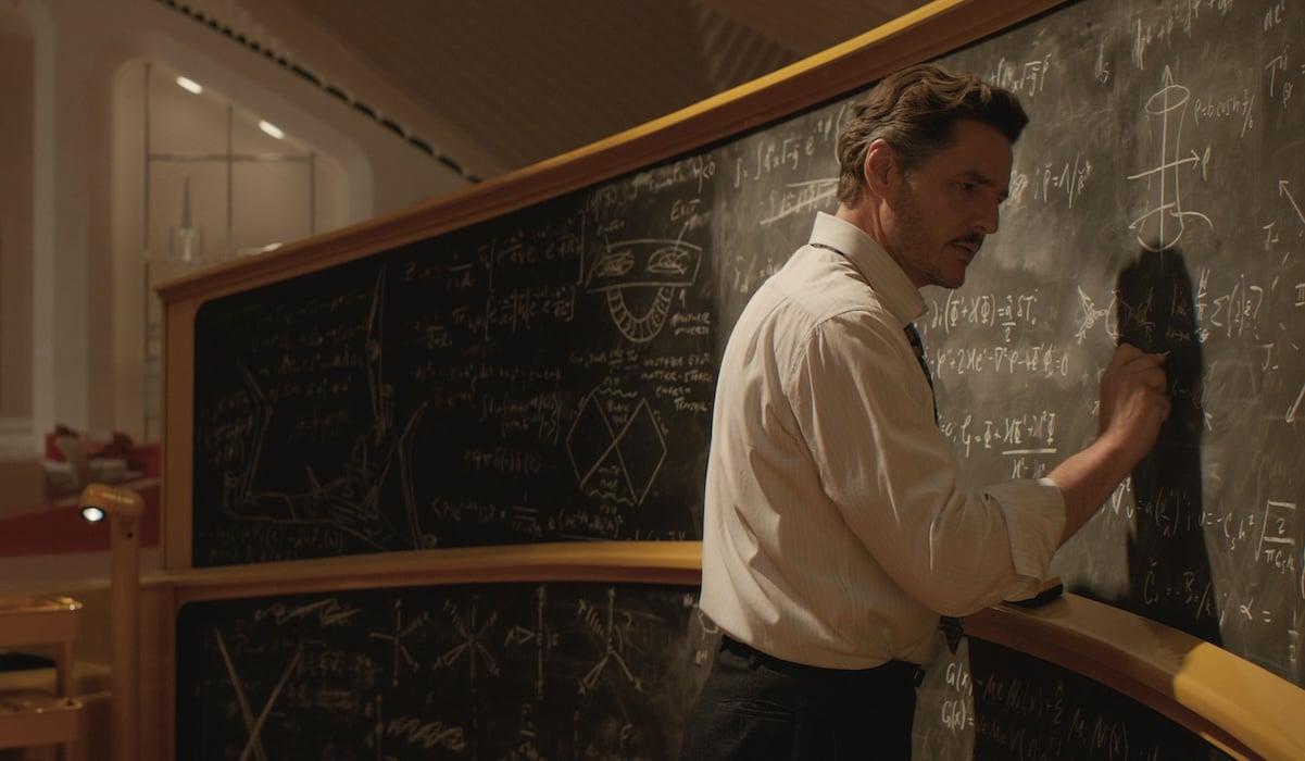 Pedro Pascal as Reed Richards doing math in Fantastic Four: First Steps
