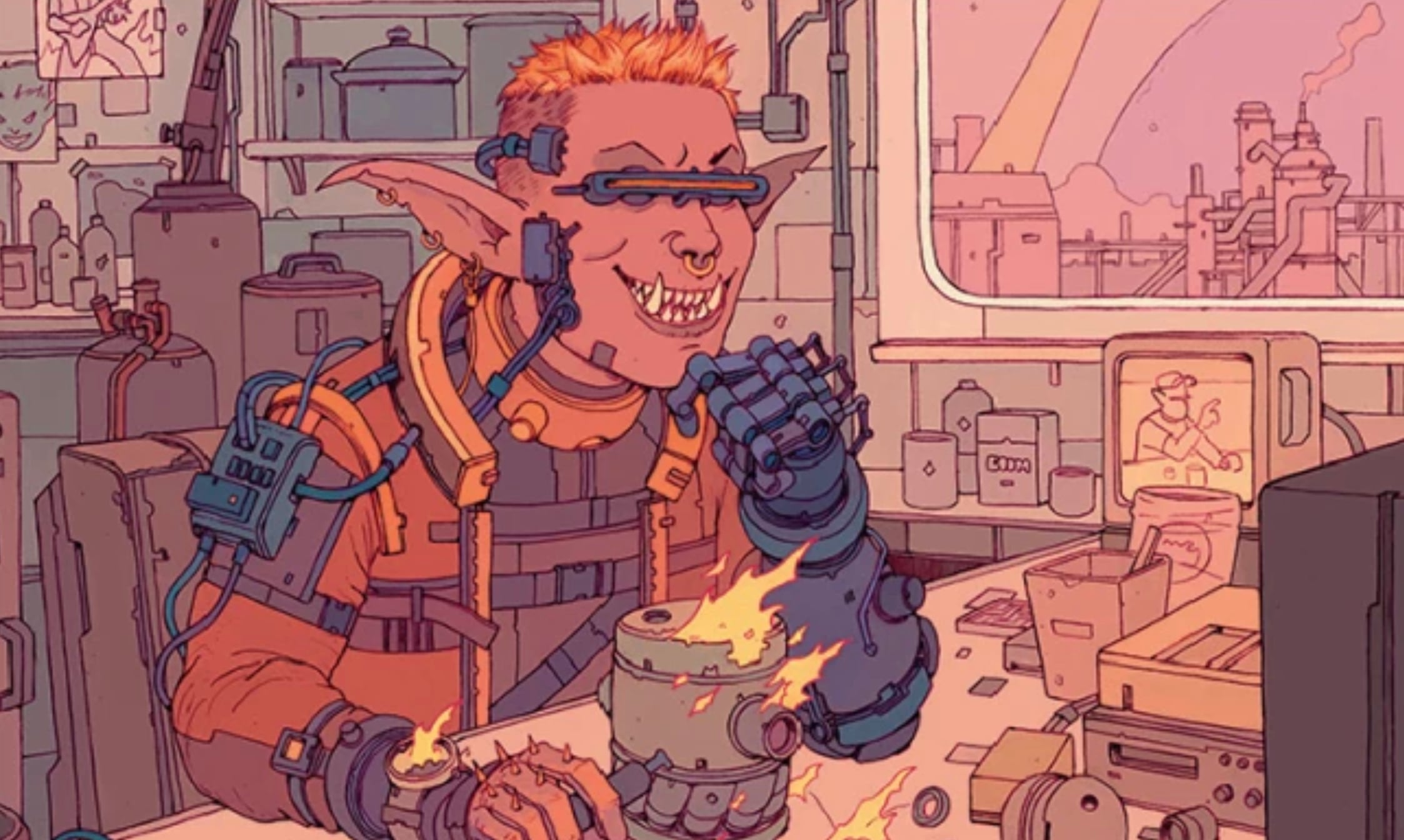 The art from the Goblin Engineer Secret Lair Chaos Vault card