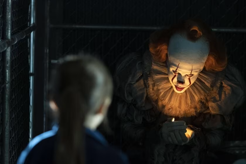 A still of Pennywise in It: Chapter Two