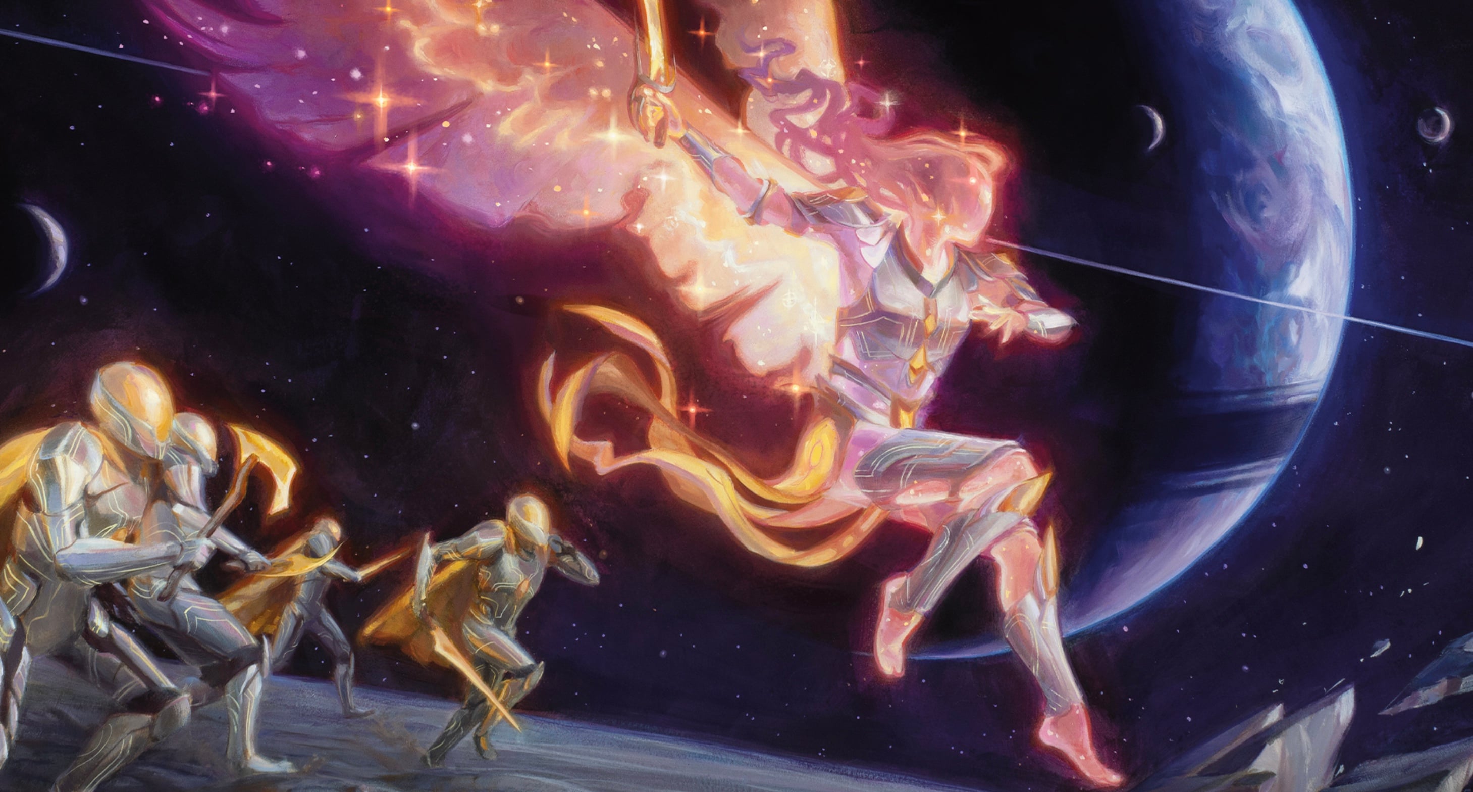 Artwork by Carly Milligan of The Astelli from Magic: The Gathering's Edge of Eternities set